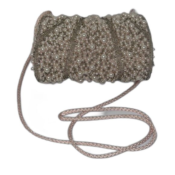 Carla Marchi Vintage Light Pink Pearl Beaded Sequin Evening Bag Purse Strap - Picture 1 of 7